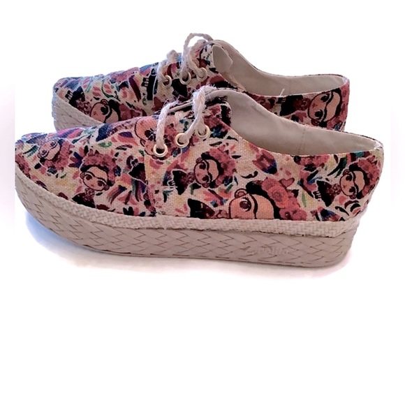 Espadrilles With Frida Kahlo Floral Print 7.5 Made in Mexico Like New - Picture 7 of 10